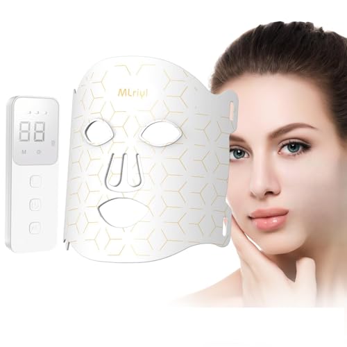 LED Face Mask - 7 Color Light Therapy Mask for Skin Rejuvenation | Red Light Therapy for Anti-Aging, Acne & Wrinkles | Soft & Comfortable LED Facial Mask for All Skin Types (White)