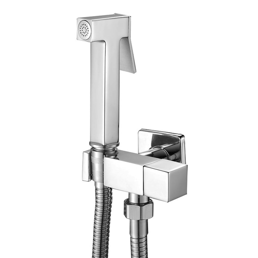 Aundhegrtt Silver Toilet Faucet-For Toilet Bathroom Bidet Faucet-Single Cold Water Shower Sprayer Head Mixer