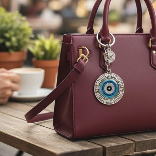 AutokraftZ Evil Eye Keychain for Bike, Car and Home Keys | Good Luck Protection Charm Key Ring | Stylish Evil Eye Key Chain for Daily Safety and Positivity, Decorative Keychains for Everyday Use