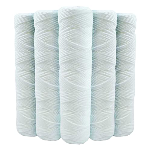 Lot de 5 Cartouches Bobinée Filtre à Eau Anti Sédiments 9 pouces 3/4-20 microns Compatibles Filtre 10 pouces Fabriquées en France