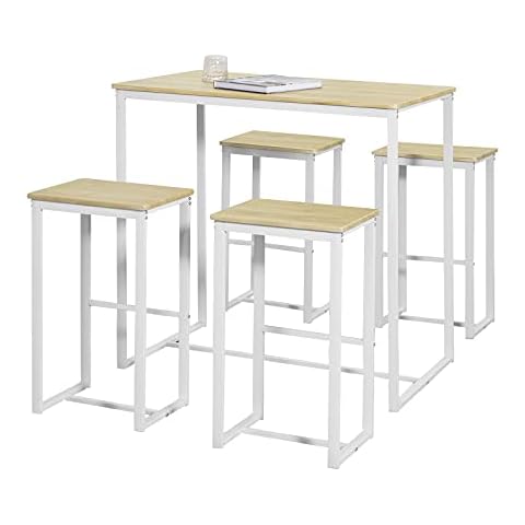 Set de Mesa Alta de Bar y 4 Taburetes SoBuy OGT15-WN Cover