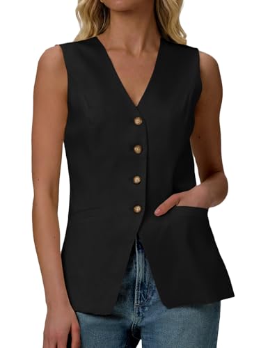 Business Casual Tops Outfits For Women Summer Black Womens Vests