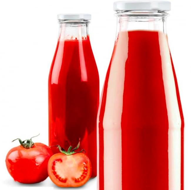 Bottilgia per passata di pomodoro da 720 ml con tappi idonei alla bollitura inclusi - 20 Barattoli Bottiglia in Vetro per Succo Frutta Salsa di pomodoro 720 ml con Tappo D. 53 mm