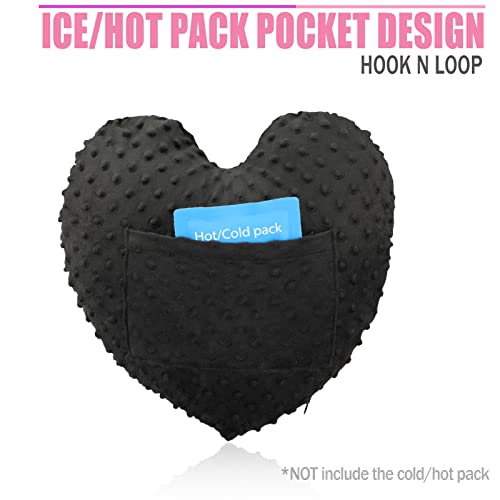 Bnrendles Hysterectomy Abdominal Tummy Pillow With Pocket For Cough Sneeze Protection C Section Endometriosis Surgery Cervical Cancer Fibroid Recovery Cushion Gifts Heart Shape Minky Dot Black #TOP3
