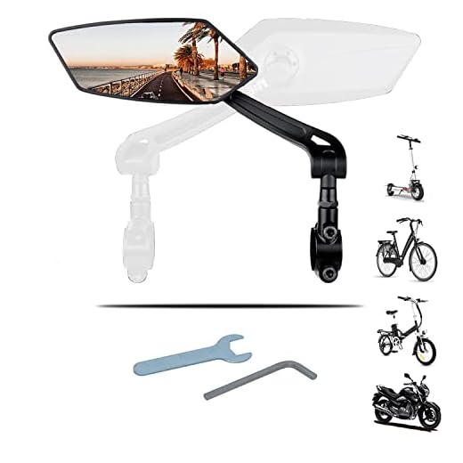 Retroviseur velo GAUCHE haute gamme | Idéal Cadeau | Compatible tous modèles Réglable 360 Rotatif | Assurer votre sécurité au quotidien (Gauche)