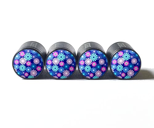 Flower Bouquet (Style 7) Tire Valve Stem Caps - Set of Four - Fits on All Vehicles