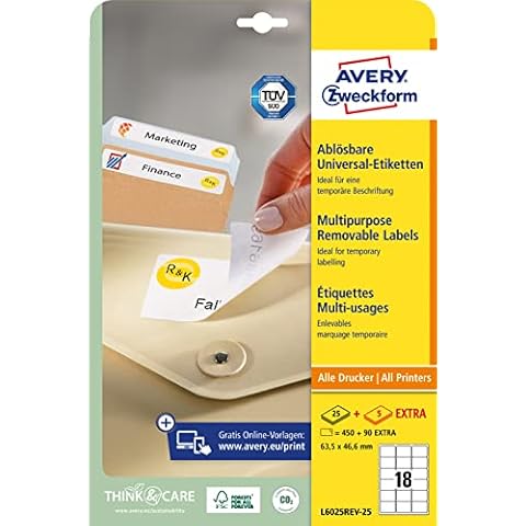 Etiquetas removibles Avery L6025REV-25 Cover