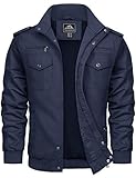 TACVASEN Jacke Herren Übergangsjacke Frühling Blousonjacke mit Reißverschluss Freizeitjacke Windjacke Outdoor Navy L