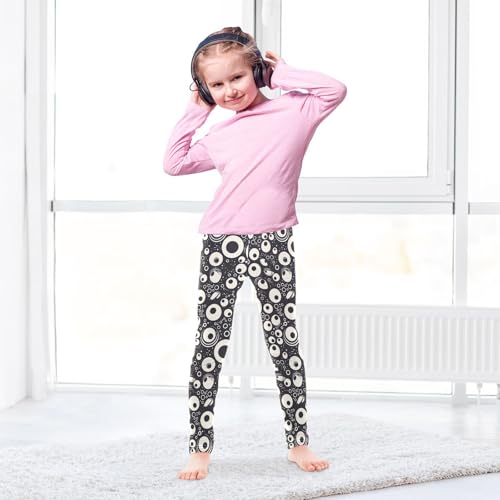 KLL Black and White Evil Eyes Toddler Girl Cotton Pants Casual High Waisted Activewear Sports4