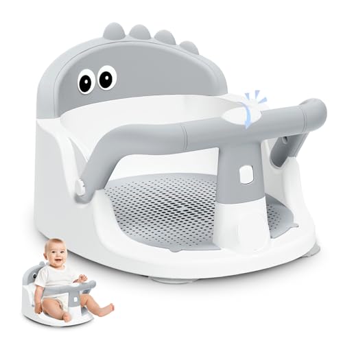 Image of Baby Bath Seat for Babies 6 Months & Up Sitting Up, Non-Slip Baby Bath Chair with Suction Cup, Safe and Comfortable Portable Infant Bath Seat for Bathroom, Bathtub Tub, Easy to Clean (Grey)