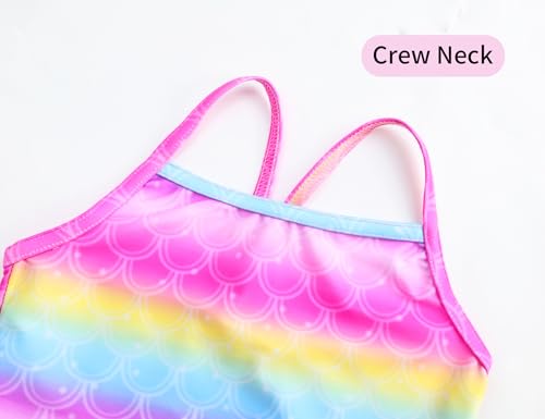 Image of Girls Bathing Suits Colorful Swimsuits with UPF 50 + Sun Protection Sleeveless Toddler Kids One Piece Swimwear