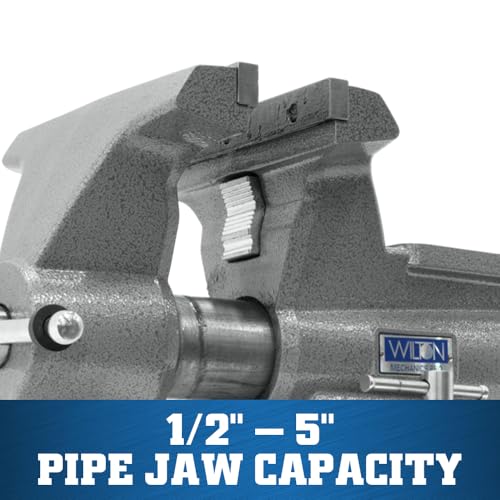 Image of Wilton Mechanics Pro Bench Vise, 10 inch Jaw (Width-12 inch, Opening-5-1 /4 inch) Throat (Model 8100M), Gray