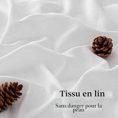Rideaux salon moderne blanc 140x240 cm translucides avec oeillets - 3