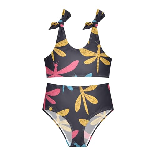 KLL Dragonfly Pattern Illustration Girls' 2 Piece Bikini Sets Beach Swimsuits Swimming Suits Cute Shoulder Strap3