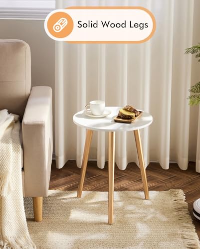 Image of Apicizon Round Side Table, Gold Accent Table with Wood Legs
