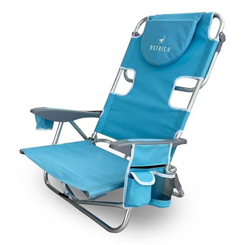 Ostrich The Heavy-Duty Backpacker Portable Beach Chair with Face Hole | Adjustable Lounge Chair with Face Opening Cup Holder 325lb Capacity Blue product thumbnail 17