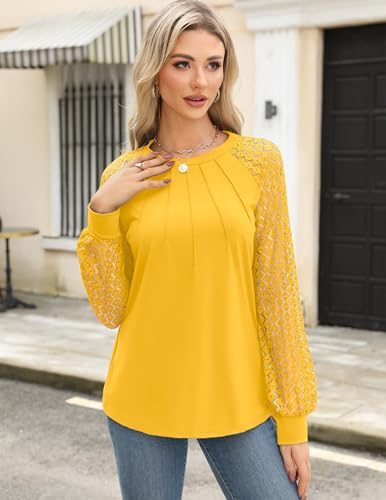 Image of HOTOUCH Women's Lace Long Sleeve Spring Dressy Casual Business Work Trendy Shirts