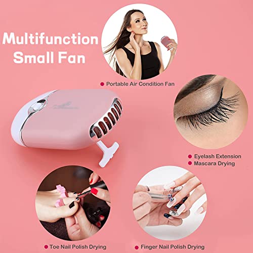 TwoWin USB Eyelash Fan Dryer - Mini Portable Air Conditioning Fan for Lash Extension, Pink - Image 2