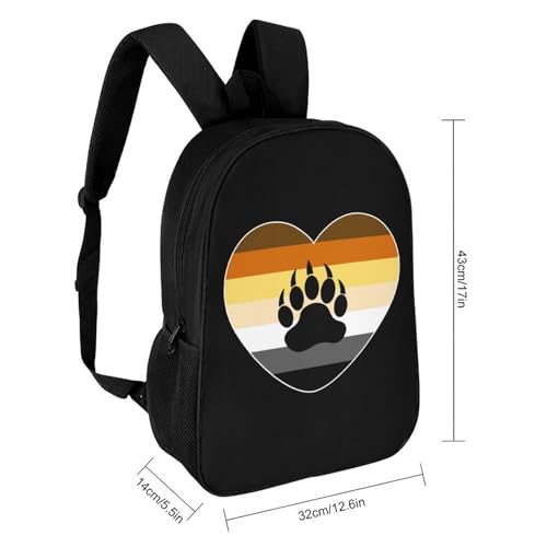 LGBT Bear Pride Heart Travel Backpack 17 Inch Casual Daypack Shoulder Bag with Adjustable Shoulder Straps2