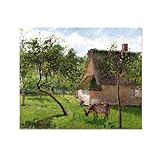 MOBYAT famosas pinturas al óleo,Huerto en Varengeville con vaca,Reproducción del lienzo,Impresionismo fotos sobre lienzo, decoración de pared, arte para oficina20x24cm(8x9in) Sin marco
