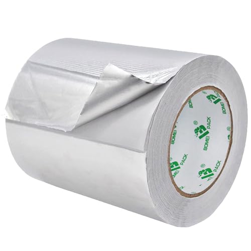 BOMEI PACK Ruban adhésif en feuille d'aluminium de 1 pièce, ruban adhésif isolant en feuille d'aluminium 150mm × 25m pour conduits et tuyaux
