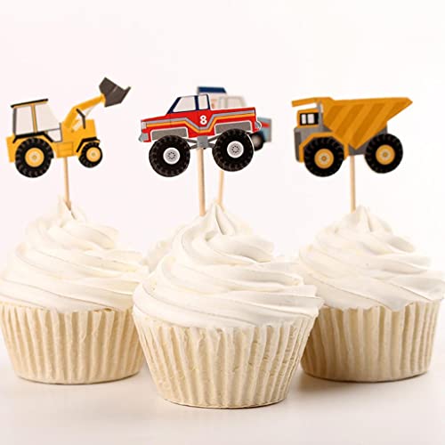 24 tarjetas insertadas para decoración de tartas de modelo de coche para boda, cumpleaños, suministros de horneado