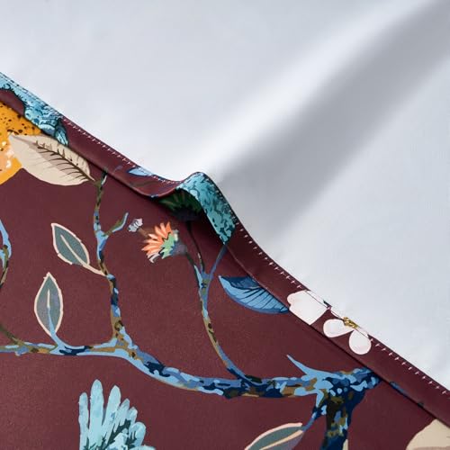 Image of Rust Vintage Floral Curtains 84 Inch Long Luxury Whimsical Euro Flower Lemon Hummingbird Patterned Waverly Mid Century Colorful Blackout Drapes for Living Room Bedroom