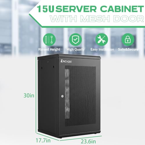 Image of 15U Server Cabinet Network Rack Enclosure Cabinet Enclosure for Computer Data Networking Electronic Equipment, Removable Side Panels, Lockable Door, 30in Depth for 19 inch IT Equipment, A /V Devices