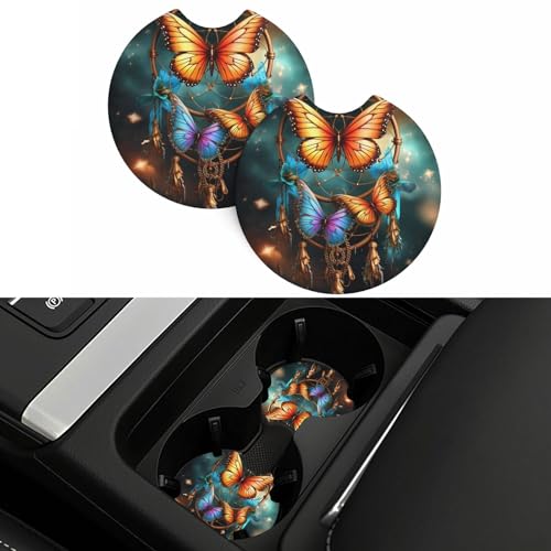 Posavasos de coche con diseño de atrapasueños, 2 unidades, universal, antideslizante, de goma suave, accesorios de coche, para mujeres y hombres