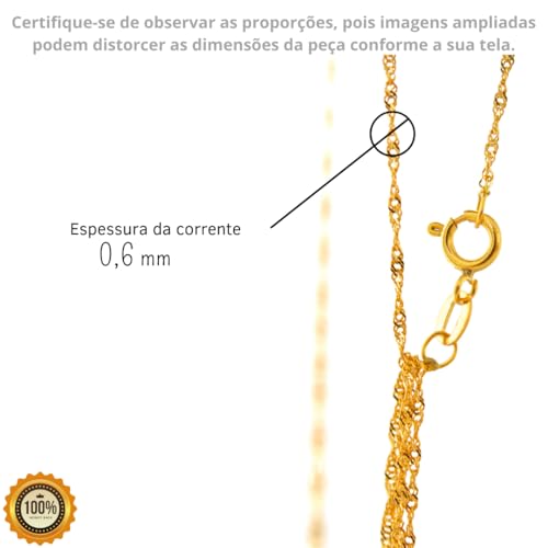 Modelo Corrente Singapura | Cordão de Ouro 18K - Leve e Radiante. (40cm)