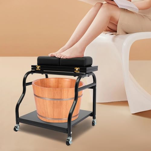 Carro plegable para spa de pies con ruedas y cojines negro miniatura 4