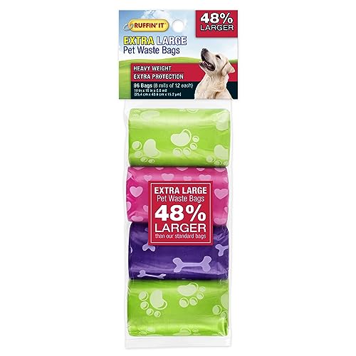 Image of Ruffin' It Extra Large Pet Waste Bags 8 Rolls | bike-baskets