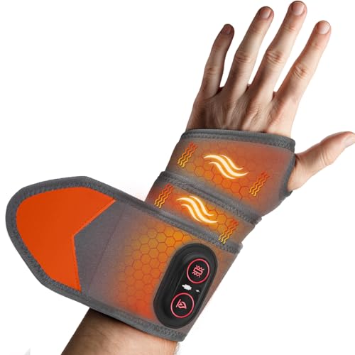 DREAMSOME Cordless Wrist Heating Pad with Massage Red Light Therapy (660nm & 850nm) Heated Wrist & Hand Wrap Wrist Massager for Pain Relief Rechargeable Heat & Vibration Brace