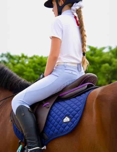 Image of FitsT4 Sports Girls Horse Riding Pants Full Seat Silicone Girls Equestrian Pants Stretchy Kids Breeches Riding Tights Pockets