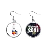 Material: Metalllegierung Weltraumschiff Rakete Feuer Universum Pixel Ohranhänger Ohrring Schmuck 2021 Segen