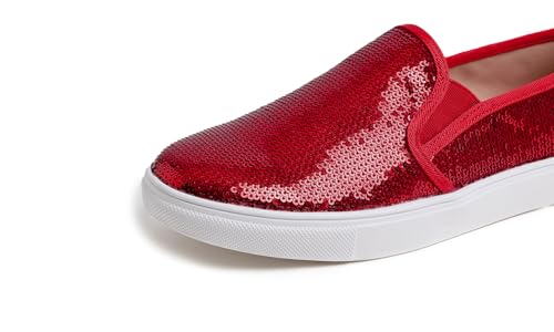 FEVERSOLE Women's Fashion Sparkle Sequin Embellished Sneaker Party Holiday Casual Shoes4