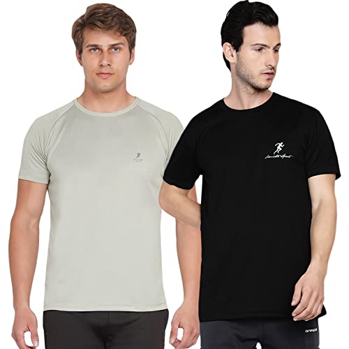 Image of Armisto Men's Combo Pack of 2 DRI FIT Sports & Training Gym Tshirt /Sweat Absorbing Dry Fit /Extra Stretch /for Training, Badminton, Cricket, Yoga, Golf (All Sports) All Colours & Sizes
