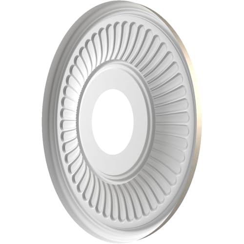 Image of Ekena Millwork CMP13BECSV Berkshire Thermoformed PVC Ceiling Medallion (Fits Canopies up to 5 3 /4 inch), 13 inchOD x 3 1 /2 inchID x 3 /4 inchP, Metallic Silver Metallic