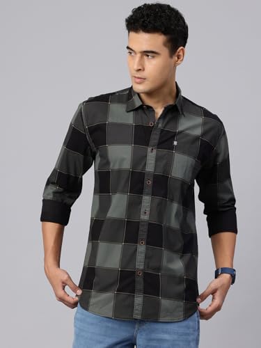 Image of Majestic Man Stylish Slim Fit Cotton Spread Collar Checked Casual Shirt