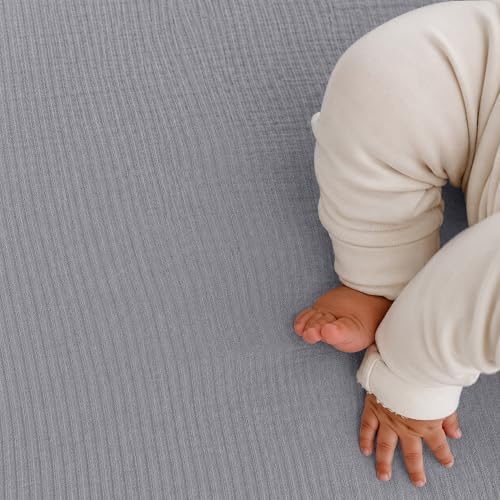 Image of Newton Baby Deluxe Crib Sheet - Ultra-Soft Breathable Organic Cotton Fitted Crib Sheet | Thicker & Softer Design | Machine Washable Baby Bedding | Evening Gray