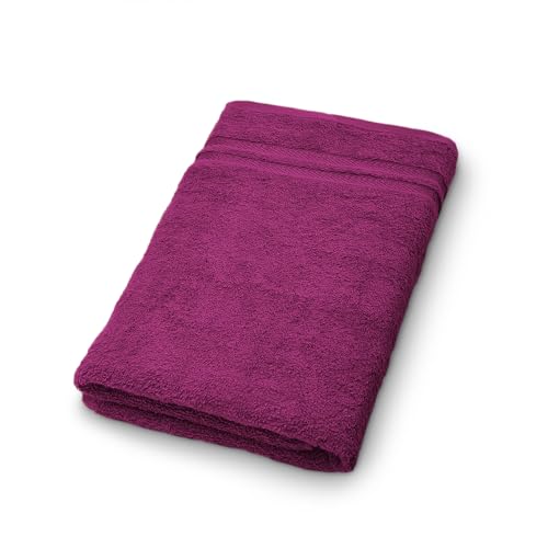 Image of Welspun 100% Cotton Quick Dry Bath Towel | High Absorbency Super Soft, Fast Drying Towels for Bath | 380 GSM Large Size Bath Towel for Men and Women | 70cm X 150cm - Dark Pink