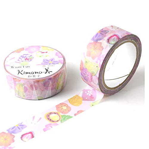 Image of Kamiiso Japanese Confectionery Dessert Wagashi Washi Tape 15mm Kimono for Scrapbooking Photo Album DIY