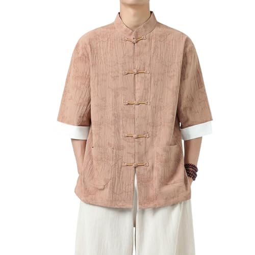 Chemise style chinois rétro pour homme en coton léger et coupe ample