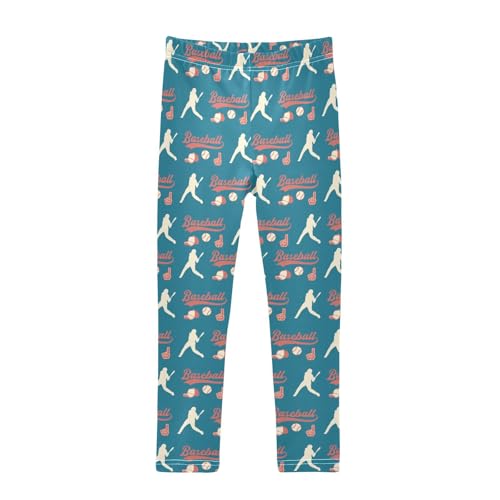 Baseball Player Girls Leggings,Workout Leggings for Girls Toddler Athletic Leggings Size for 3-10T