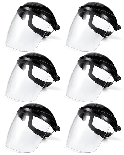 Image of Tellegloww 6 Pack Safety Face Shield, Full Impact Resistant Work | Clear Face Protection for Grinding Cutting, Adjustable Headgear, Chemical Splash Resistant, Comfortable Lightweight