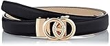 Helle Rückseite Anthoni Crown Damen Ledergürtel Gürtel, Schwarz, 90
