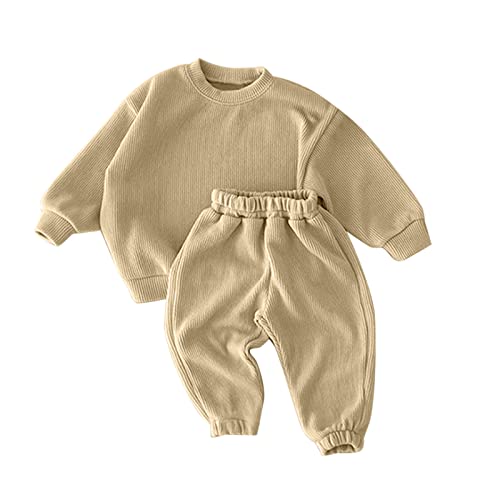 0 to 3 Years Neutral Fall Winter Outfits Toddler Baby Boy Girl Clothes Solid Color Sweatsuits Tops & Pants
