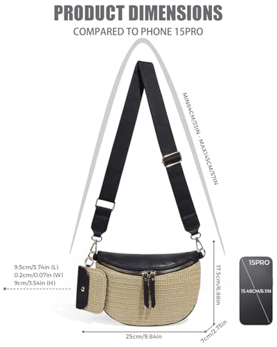 Checkered Crossbody Bag for Women Trendy Bum Bag Checkered Purse Slouchy Fanny Packs with Coin Purse3