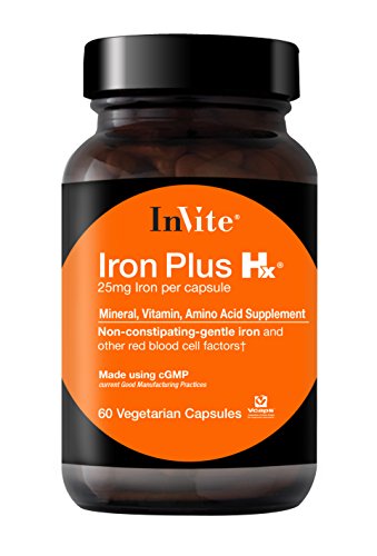 Invite Health Iron Plus Vitamin C for Men and Women, Non-constipating-Gentle and Pure Iron Formula, Non-GMO Dietary Supplement, 60 Vegetarian Capsules (Pack of 1)