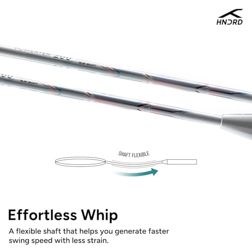 Image of Hundred Powertek 200 Aluminium Badminton Racket Combo, 2 Strung Rackets with 1 Full Cover & 3 Aura Nylon Shuttlecocks, Lightweight Shuttle Bats for Match Play